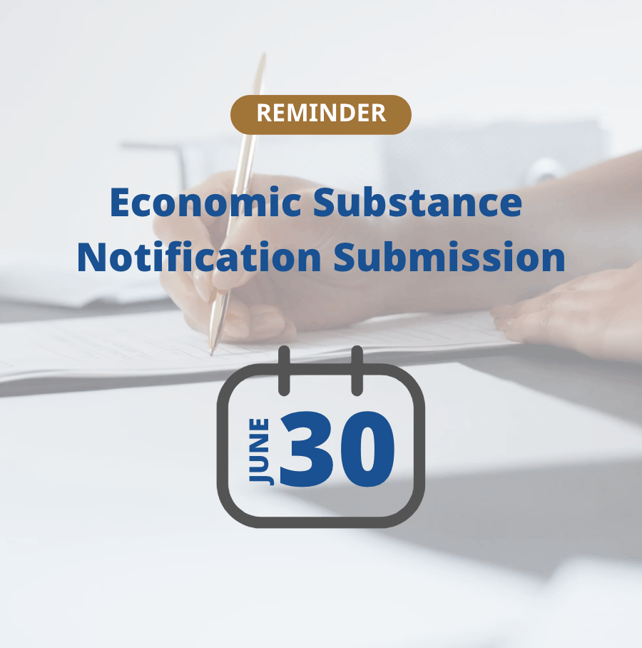 Economic Substance Notification Submission Reminder June 2022