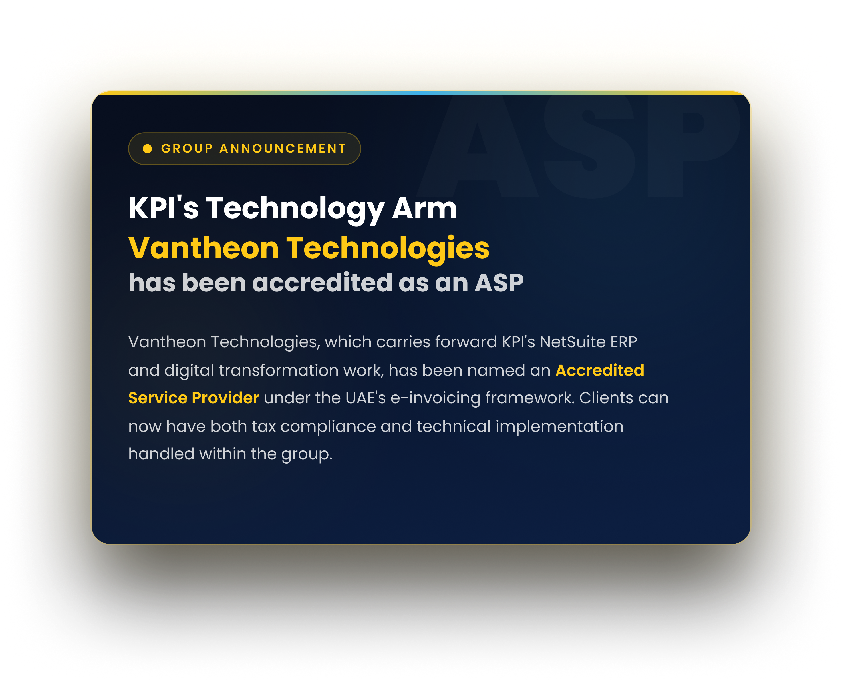 Vantheon Technologies Accredited E-Invoicing Service Provider Banner