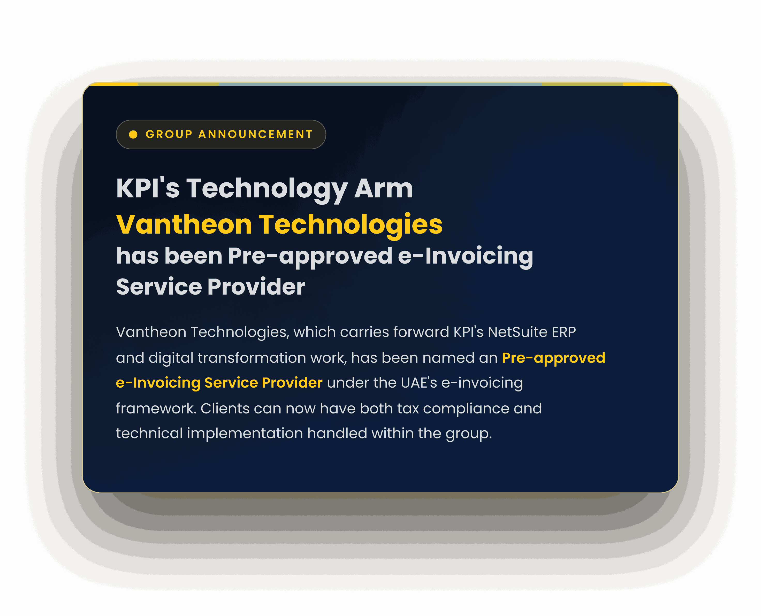 Vantheon Technologies Accredited E-Invoicing Service Provider Banner